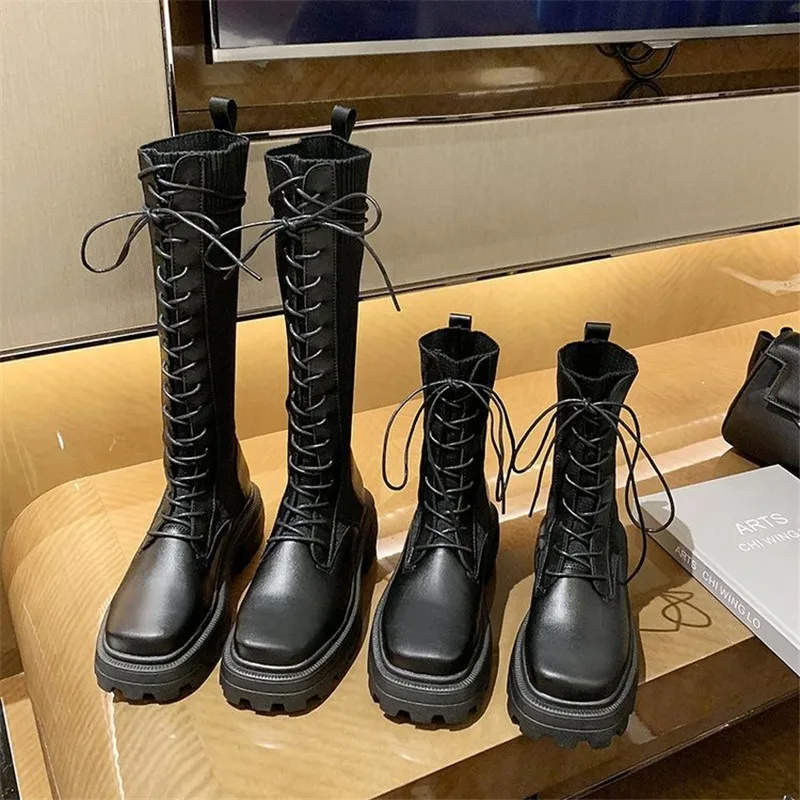 

2020 Sexy Slim Women's Wedges Over The Knee Thick bottom High Heels Boots Autumn Winter Wear-resistant non-slip Boots Woman Boot