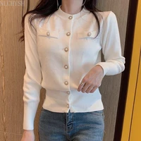 fashion knitted cardigan sweater women autumn long sleeve short coat casual korean single breasted slim top pull femme 17375