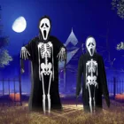 Семейная одежда, комплект для косплея на Хэллоуин, костюм для взрослых и детей, Набор из 3-х предметов с призрачной маской и ужасным лицом, наряд, одежда