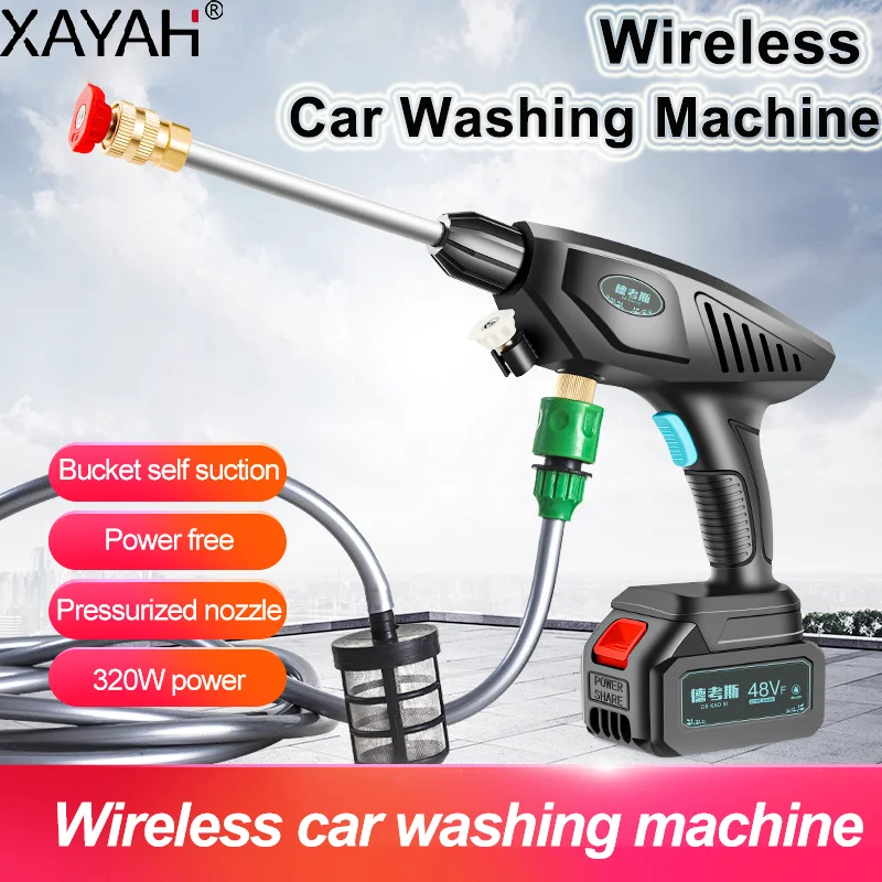 

Перезаряжаемая электрическая моечная машина высокого давления, 24 В/48 В, Беспроводная портативная зеркальная моечная машина, инструмент для...