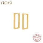 ROXI, креативный прямоугольный пряжки для ушей серьги в виде колец, для Для женщин 925 стерлингового серебра Серебряные ювелирные изделия серьги из нержавеющей стали, модные серьги в форме Ins