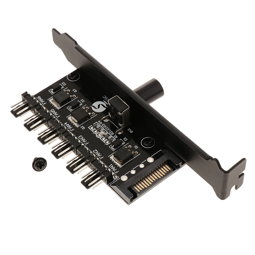 1 до 6 Чехол для компьютера PCI Fan Speed сплиттер контроллера с разъемом питания SATA DC
