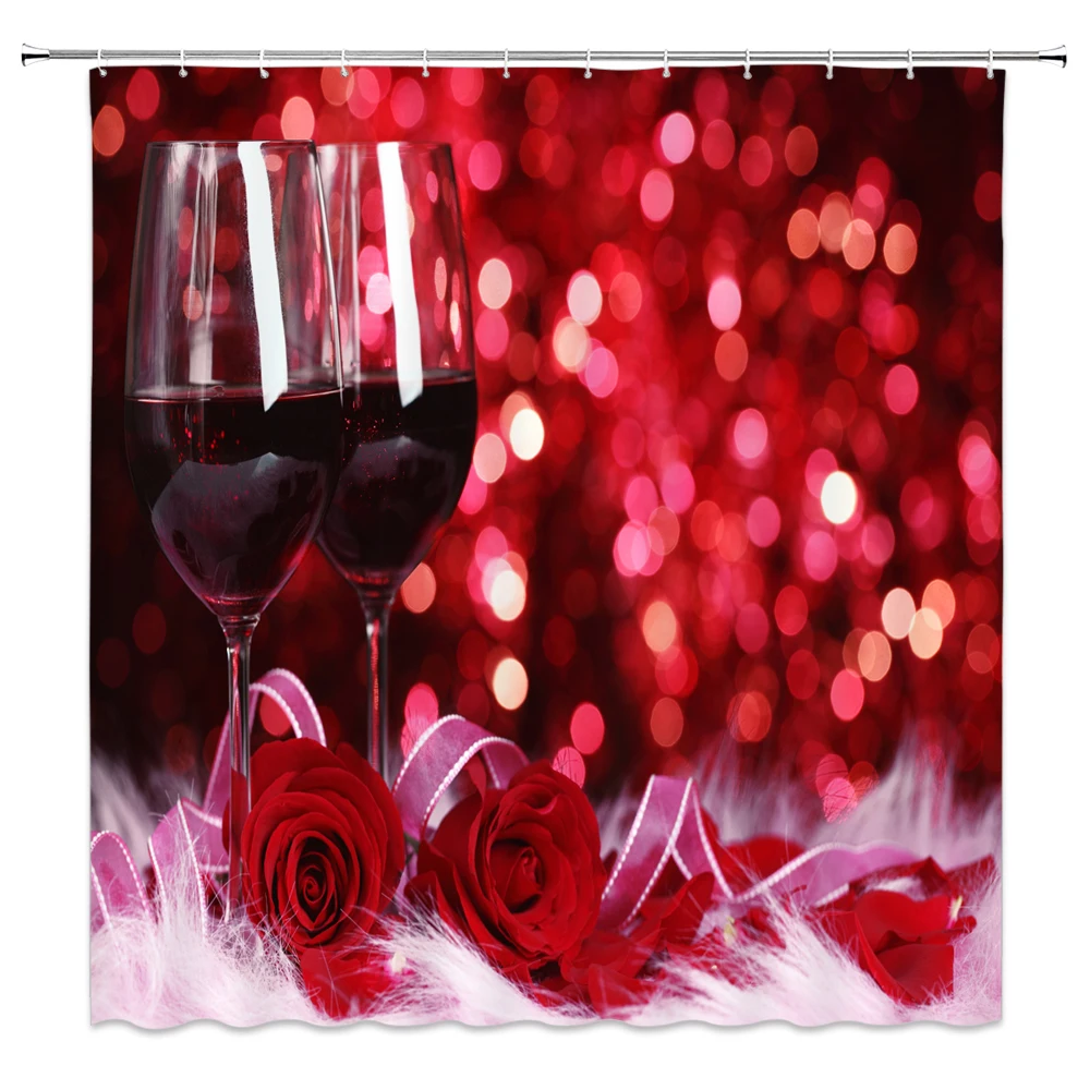 Занавеска для душа с принтом роз романтичная Водонепроницаемая Штора ванной из