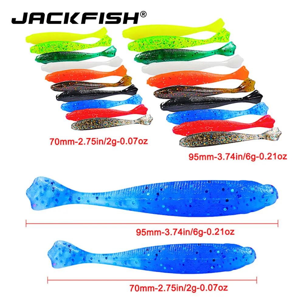JACKFISH 10 шт./лот мягкие приманки 7 см/2 г см/6 ручная работа Т-образный хвост