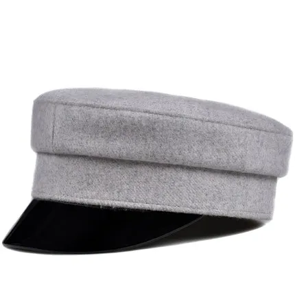 grey 2 RY920, английская мода, натуральная лакированная кожа, шерстяная ткань, темно-синяя шляпа для женщин, женская кашемировая черная шляпа на плоской подошве - Цвет: grey 2