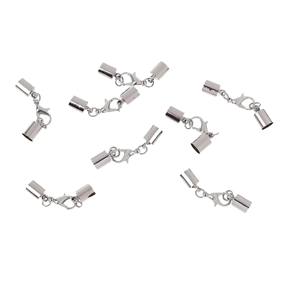 8 шт. металлический кожаный шнур Kumihimo Торцевая крышка с застежкой Лобстер