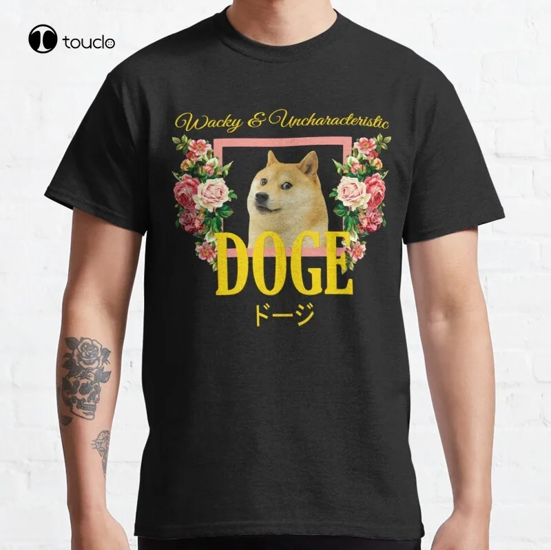 

Классическая хлопковая Футболка Doge с цветочным принтом