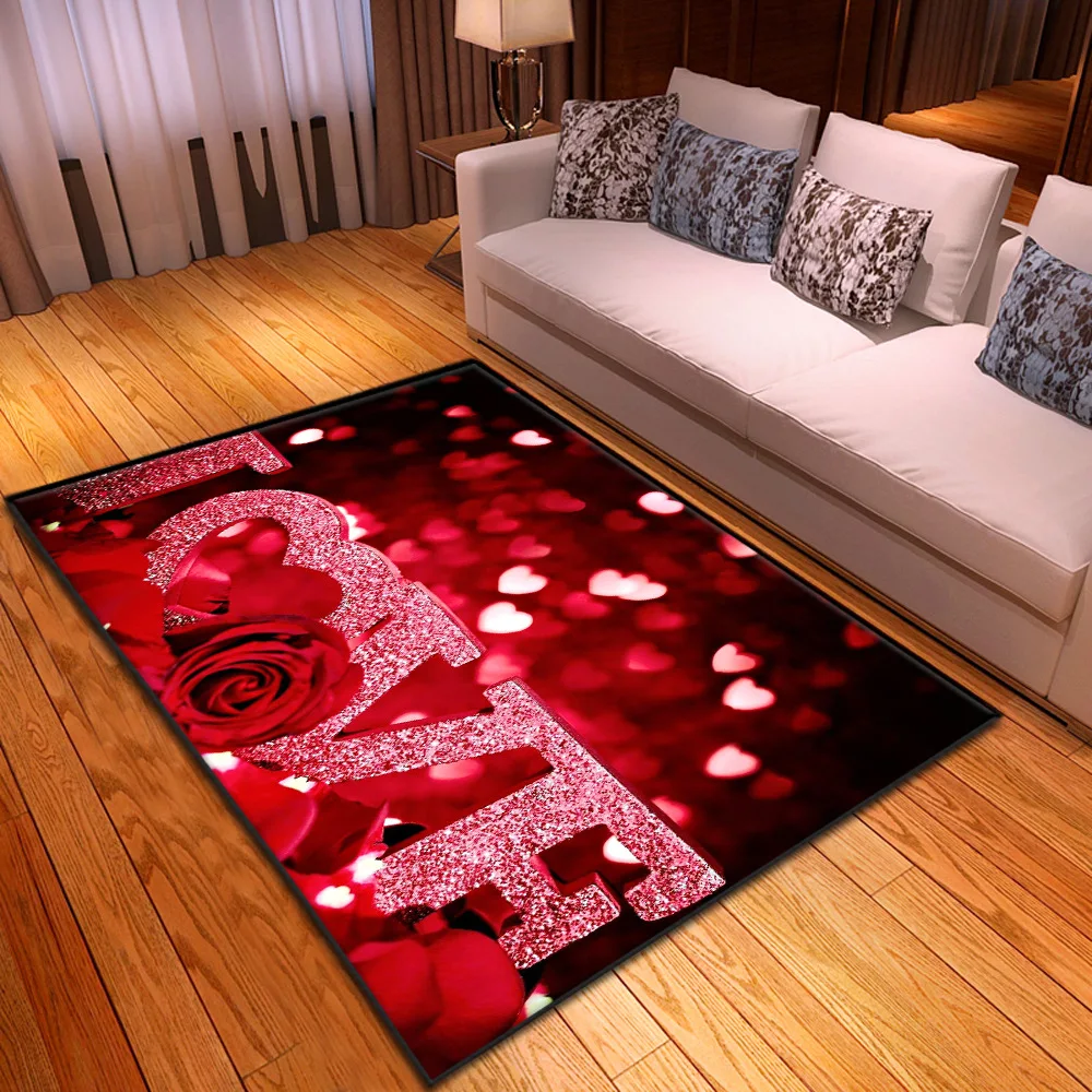 

Valentine's Day Living Room Carpet Home Decoration Kids Bedroom Bedside Rugs Children's Anti-Slip Hallway Balcony Bath Floor Mat