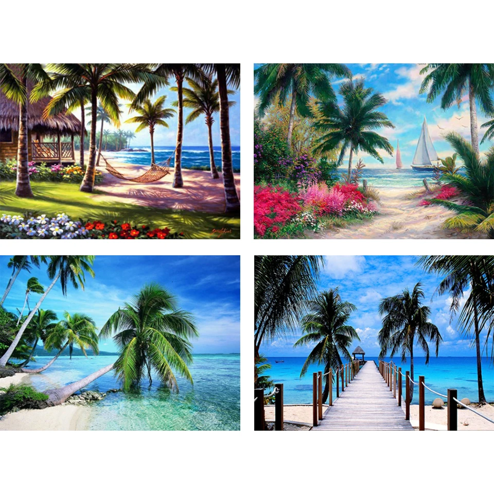 

Набор для алмазной вышивки стразы, Пляжная 5D картина «сделай сам», полный набор для алмазной вышивки, Подарочная мозаика, украшение для дома