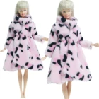 1 шт., меховое пальто для куклы BJDBUS, зимняя одежда, розовый Леопардовый принт, блузка с длинным рукавом, одежда для девочек, аксессуары для куклы Барби, Подарочная игрушка