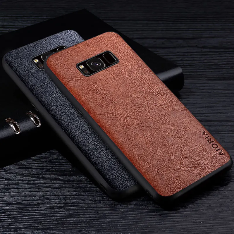 

Кожаный чехол для Samsung galaxy S8 Plus, роскошный стильный высококачественный Ретро Чехол из искусственной кожи с зернистой фактурой, мягкий чехол для телефона из ТПУ для samsung s8