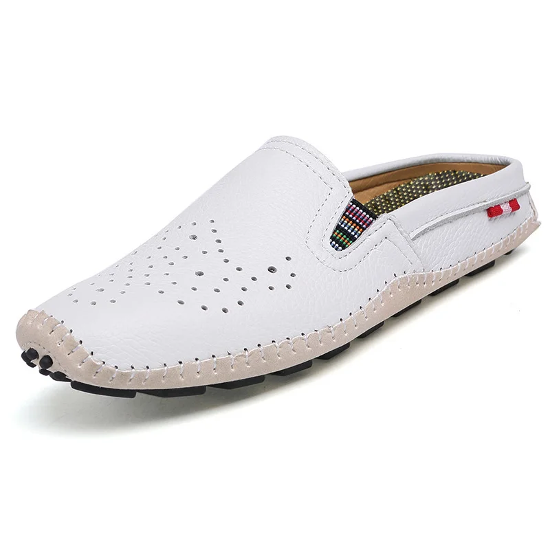 Genuine Leather Shoes Men Sandals 2021 Cow Summer Holiday Breathable Holes Footwear Male KA1500 | Обувь
