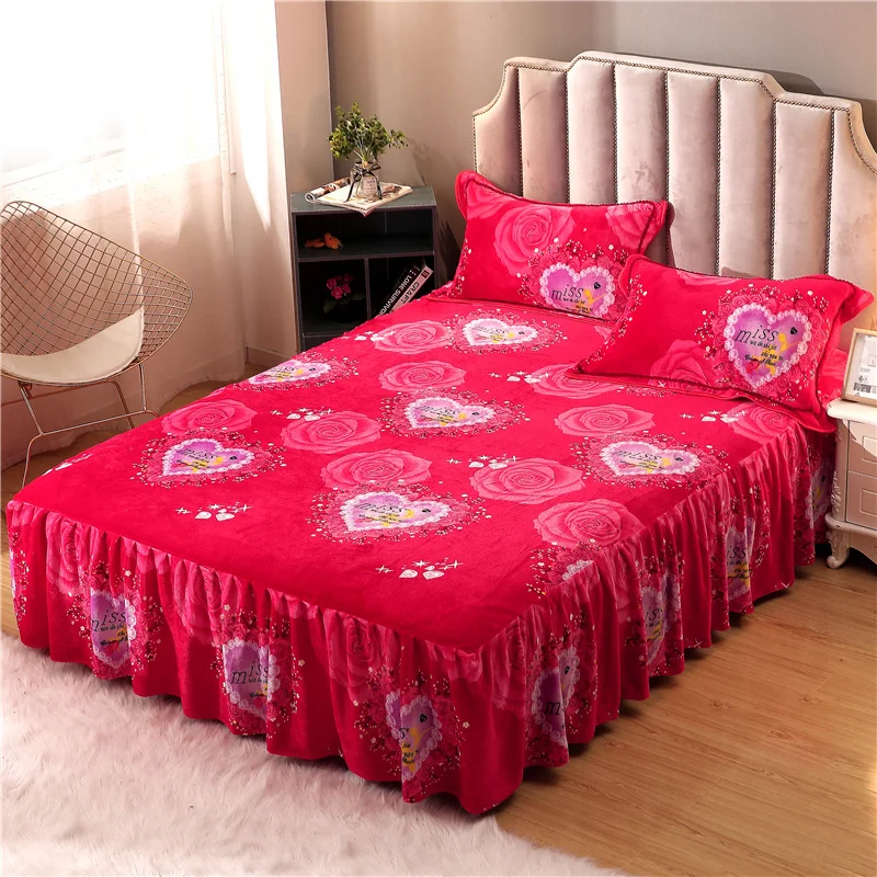 Роскошный мягкий теплый флисовый комплект для кровати с эластичными оборками и