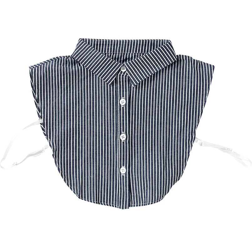 Linbaiway Formal Stripes Detachable Lapel Fake Collar Women Button Down False Female Removable Half Shirt Blouse Decor |
