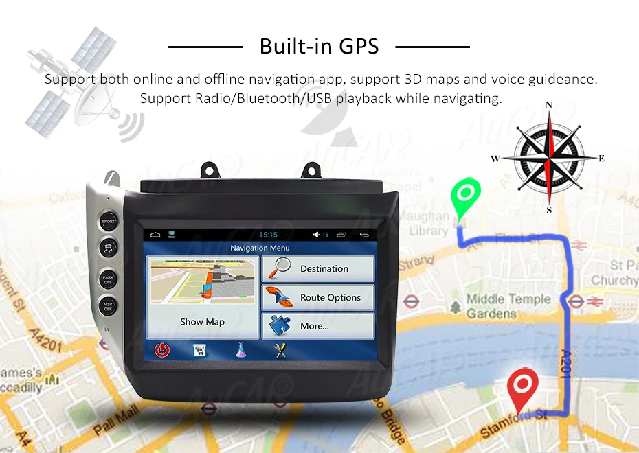 AuCAR " Android 8,1 DIN Автомобильный мультимедийный Радио стерео для Maserati GT/GC GranTurismo 2007- gps навигация автомобильный dvd-плеер