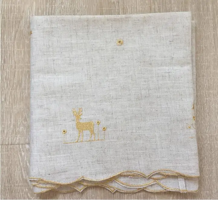 Gold Elk Вышитая полузанавеска, американская Короткая занавеска для кухни, маленькое окно, Рождественский Декор, льняная занавеска для спальни, эркер, D3 - Цвет: Gold Elk
