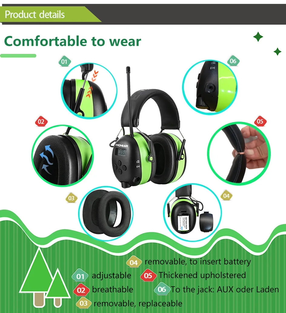 Наушники для стрельбы ZOHAN NRR22DB Bluetooth и радио AM/FM профессиональное шумоподавление