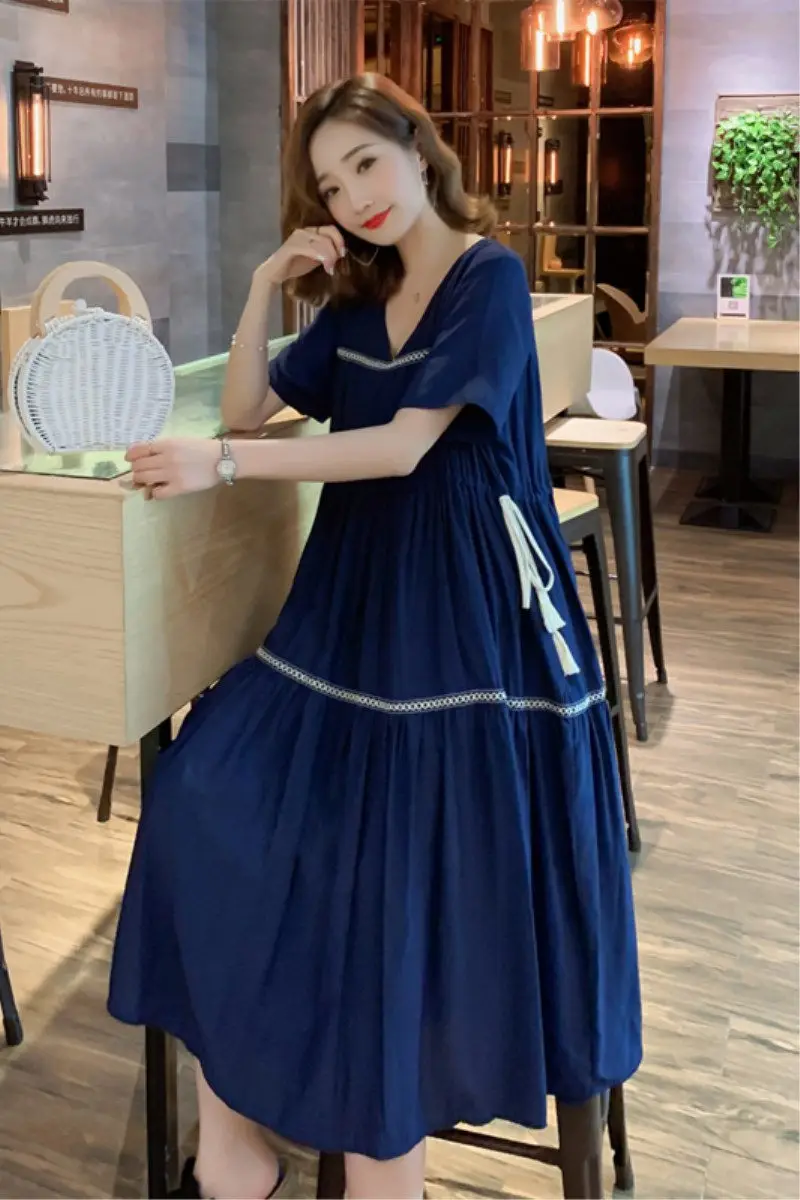 Женское свободное платье с широкой юбкой длинное Повседневное в этническом