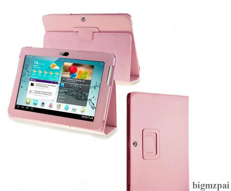 Для планшета samsung Galaxy Tab 2 10,1 P5100 P5110 10,1 дюймов чехол из искусственной кожи с подставкой защитный чехол для планшета 2 10,1 ''P5100+ пленка - Цвет: pink