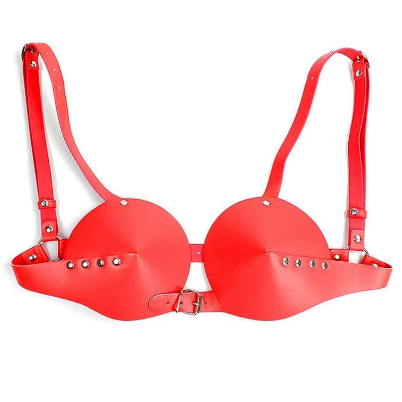 Женский кожаный бюстгальтер сексуальное белье готическое без косточек с круглой
