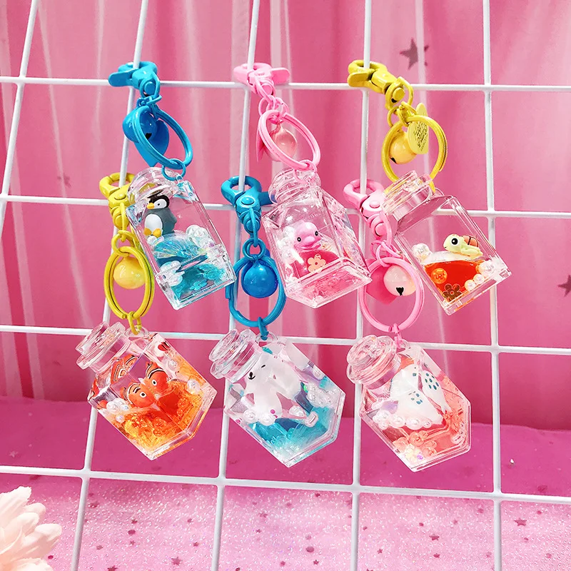 Кукла морская рыба блестящий брелок с зыбучим песком плавающая жидкость для