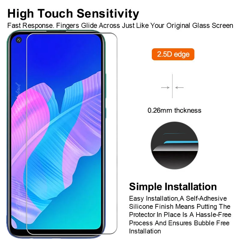 2in1 Tempered Glass for Huawei p40 lite e screen protector For huawei y7p P 40 Lite p40lite camera lens protective glass | Мобильные