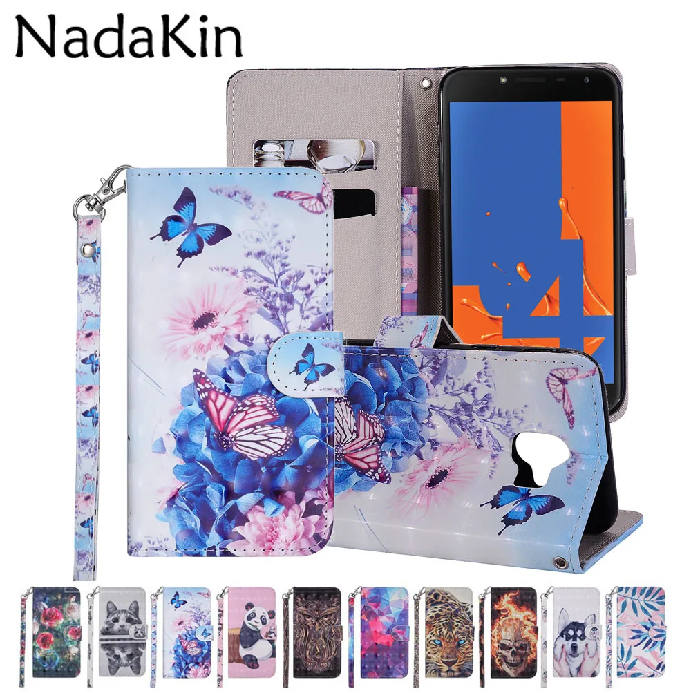 Чехол с 3D рисунком для samsung Galaxy J4, J6 Plus, J2 Pro, J3, J7, J8,, J5,, откидной кожаный чехол-книжка с бумажником, отделениями для карт