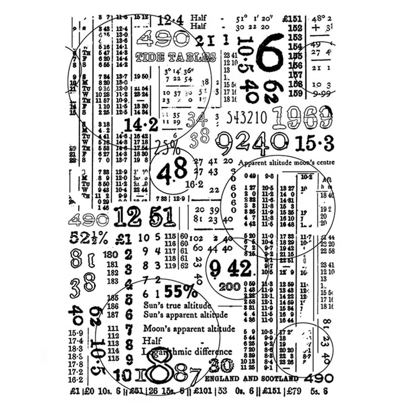 Набор прозрачных штампов с подсчетом цифры относящиеся к временам прибытия