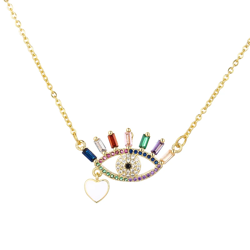 

Devil's Eye Dripping oil cz Necklace Pendant Colorful Copper snake chain Necklace Jewelry zircons Accessories gift for Women