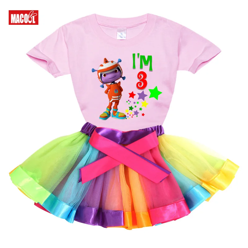 

Girls Dress Sets Summer Princess Costumes Dress Cute Toddler Baby Kids 2pcs Children T Shirt+Tutu Dress Set A Birthday Present