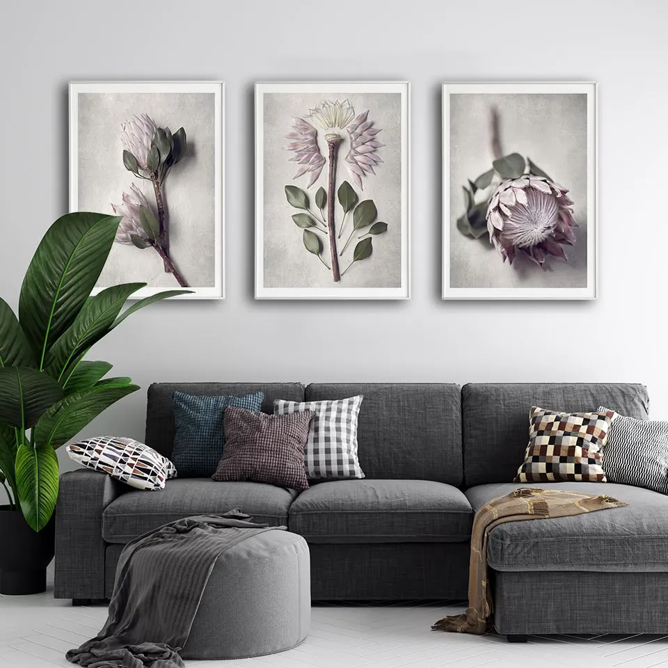 

Protea Art Print Nordic Flowers Poster Plant Canvas Painting Photography Wall Art Pictures For Living Room Modern Home Decor