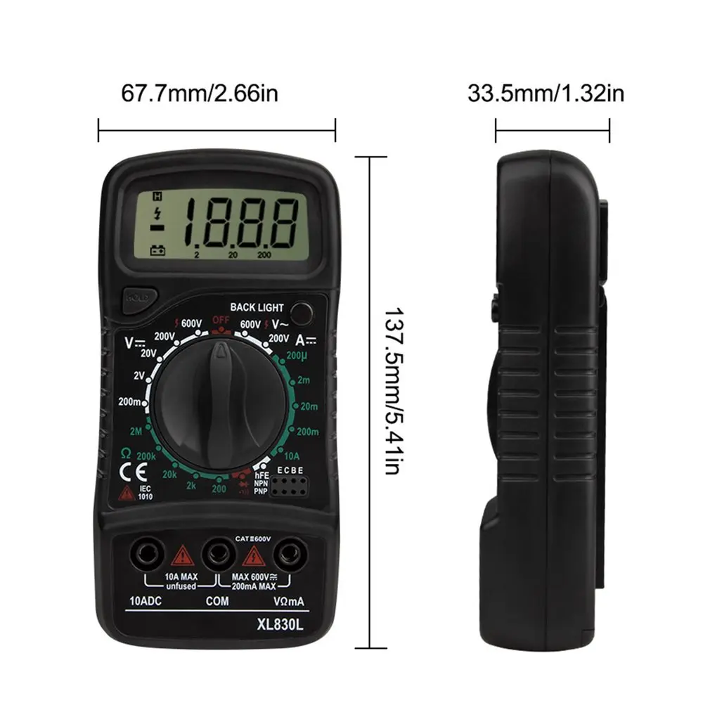 

XL830 Mini Digital Multimeter 1999 Counts AC D/C Voltage Current Resistance Frequency Tester True RMS NCV Tester Meter