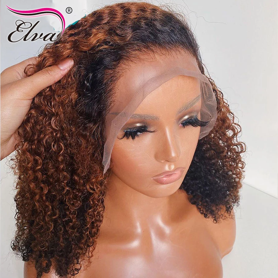 Elva Hair 13x6 вьющиеся передние парики из человеческих волос на сетке предварительно
