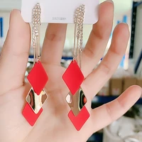 s925 silver needle red earrings for women 2021 new fashionable temperament long tassel earrings for women retro earrings