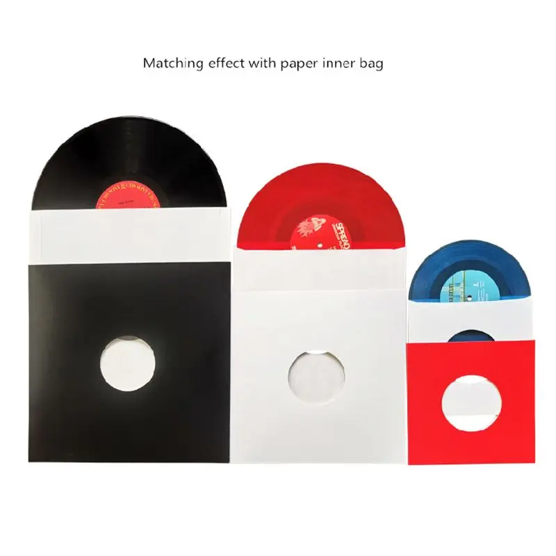 10PCS 10PCS Anti-static Hard Shell Paper Inner Sleeves Polylined Protectors with Hole for 7/10/12 Inches LP Vinyl Record Album