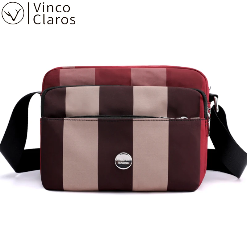 

England Style Striped Nylon Purses and Handbags Luxury Designer Multiple Pockets Large Capacity Shoulder Cross Body Bags Women