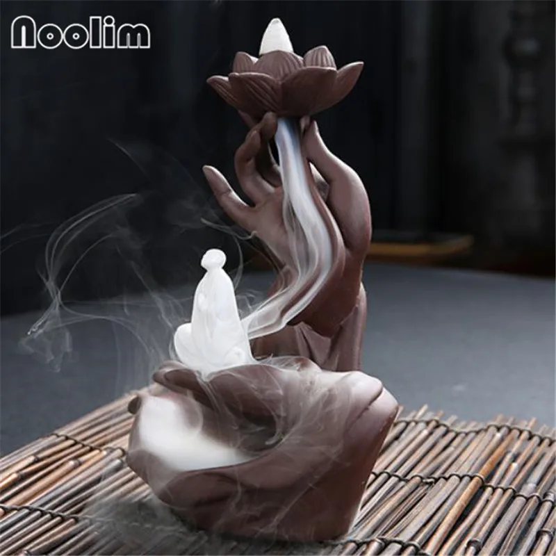 Керамическая курильница для благовоний в виде рук Будды креативная форме лотоса