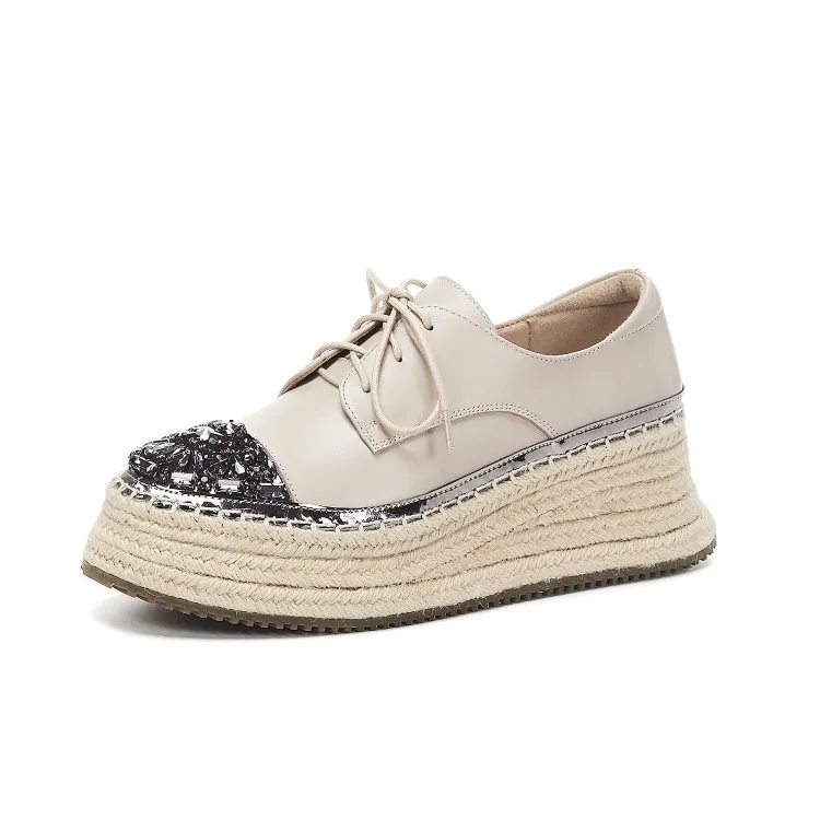 Женские туфли лодочки из коровьей кожи на шнуровке с круглым носком|Женские