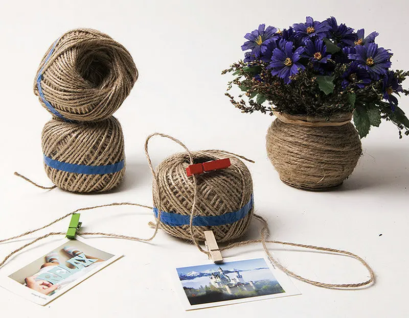 Джутовый шнур для рукоделия 2 мм витая нить из пенькового джутта 100 м нити декора