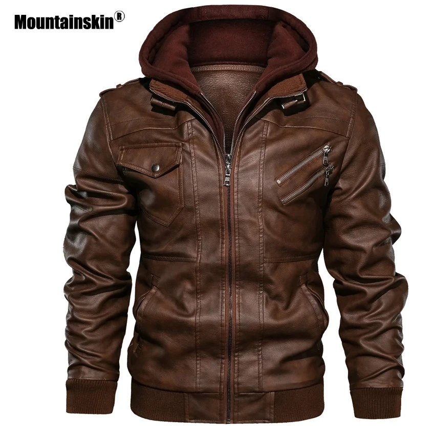 Куртка Mountainskin мужская кожаная повседневная Байкерская мотоциклетная куртка из - Фото №1