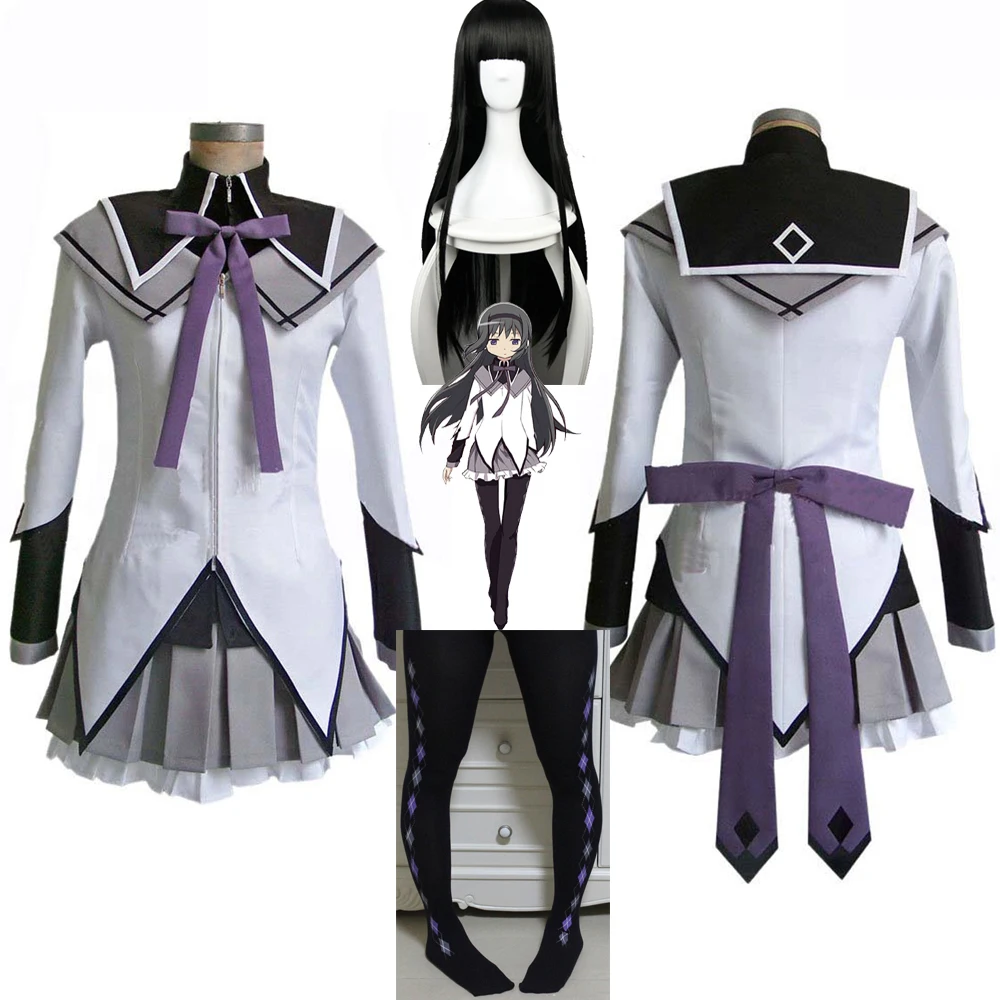 Костюм для косплея Puella Magi Madoka Magica Akemi Homura Короткое бальное платье с бантами