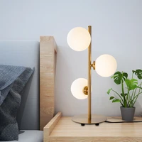 nordic simple glass ball lampshades led table lamp lustre gold metal bedroom lights desk lighting luminaria fixtures home decor