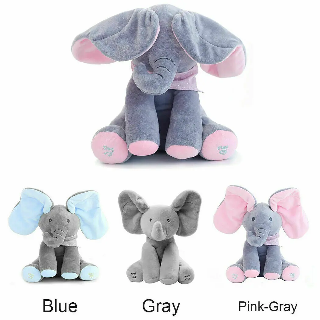 

Elephant Toys Will Sing with Music Elephant Cover Eyes Baby Elephant Doll Children Accompanying Toy Plush Toy Peekaboo Elephant