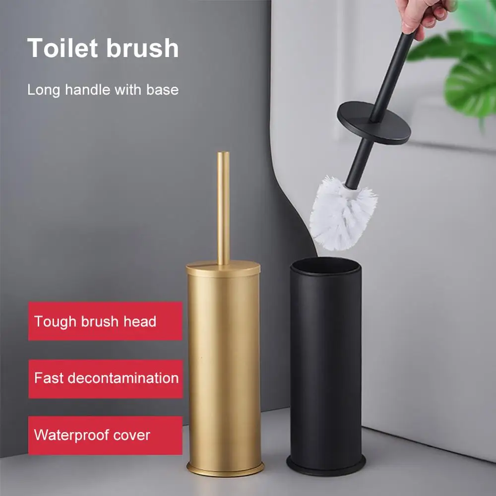 

Toilet Brush Holder Bathroom Cleaning Accessories Set Flooring Stand Black Bathroom Storage and Organization