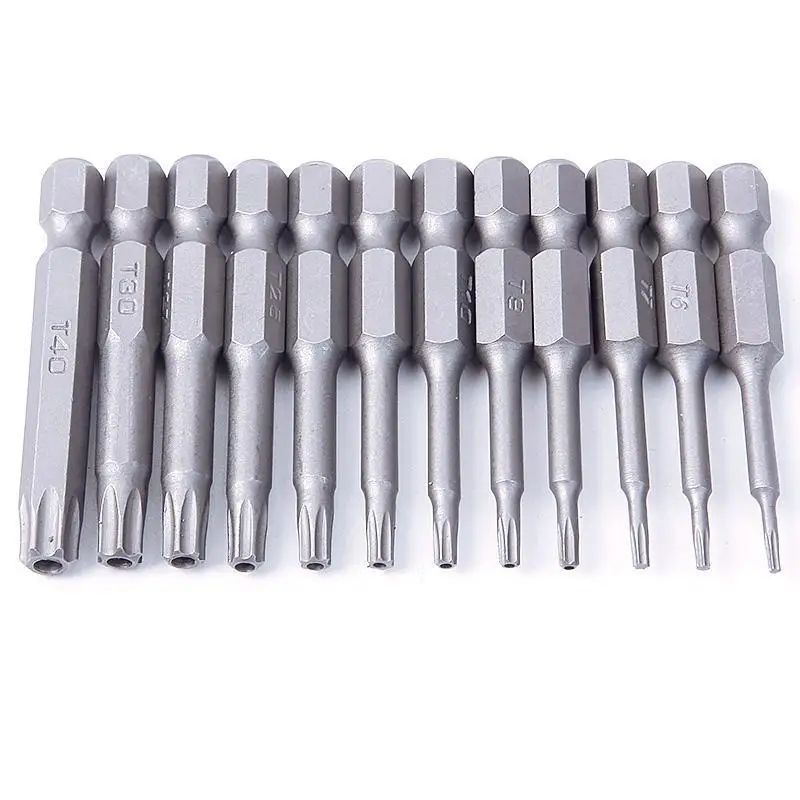 

50mm 1/4 Inch Hex Torx Head Screw Driver Bits T5-T40 12 Sizes High Quality US