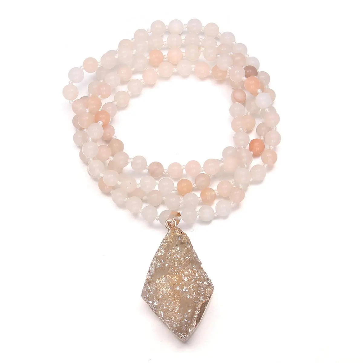

Fashion Bohemian Tribal Style Jewelry Necklace Natural Gems Stone Agates Pendant Stone Long Necklace Sweater Chain for Women