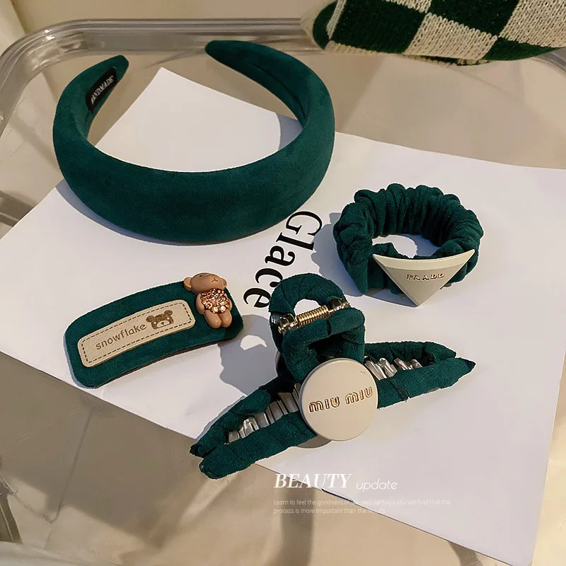 

Lystrfac New Autumn Winter PU Leather Thickened Sponge Hairband for Women Girls Wide Wash Headband Retro Simple Hair Accessories