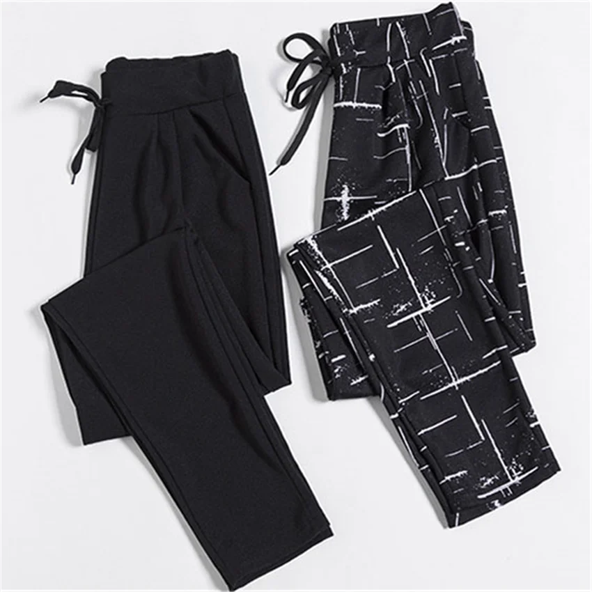 

Gowyimmes 20 M-2XL Big Size Women Striped Pants Casual Harem Pant Harajuku Summer Thin Trousers Female Ankle-Length Pants PD884