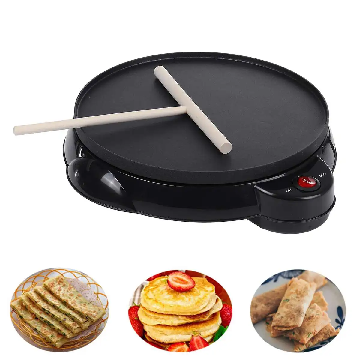 

Electric Egg Roll Maker Crispy Omelet Mold Crepe Baking Pan Pancake Bakeware DIY Ice Cream Cone Machine Pie Frying Grill Maker