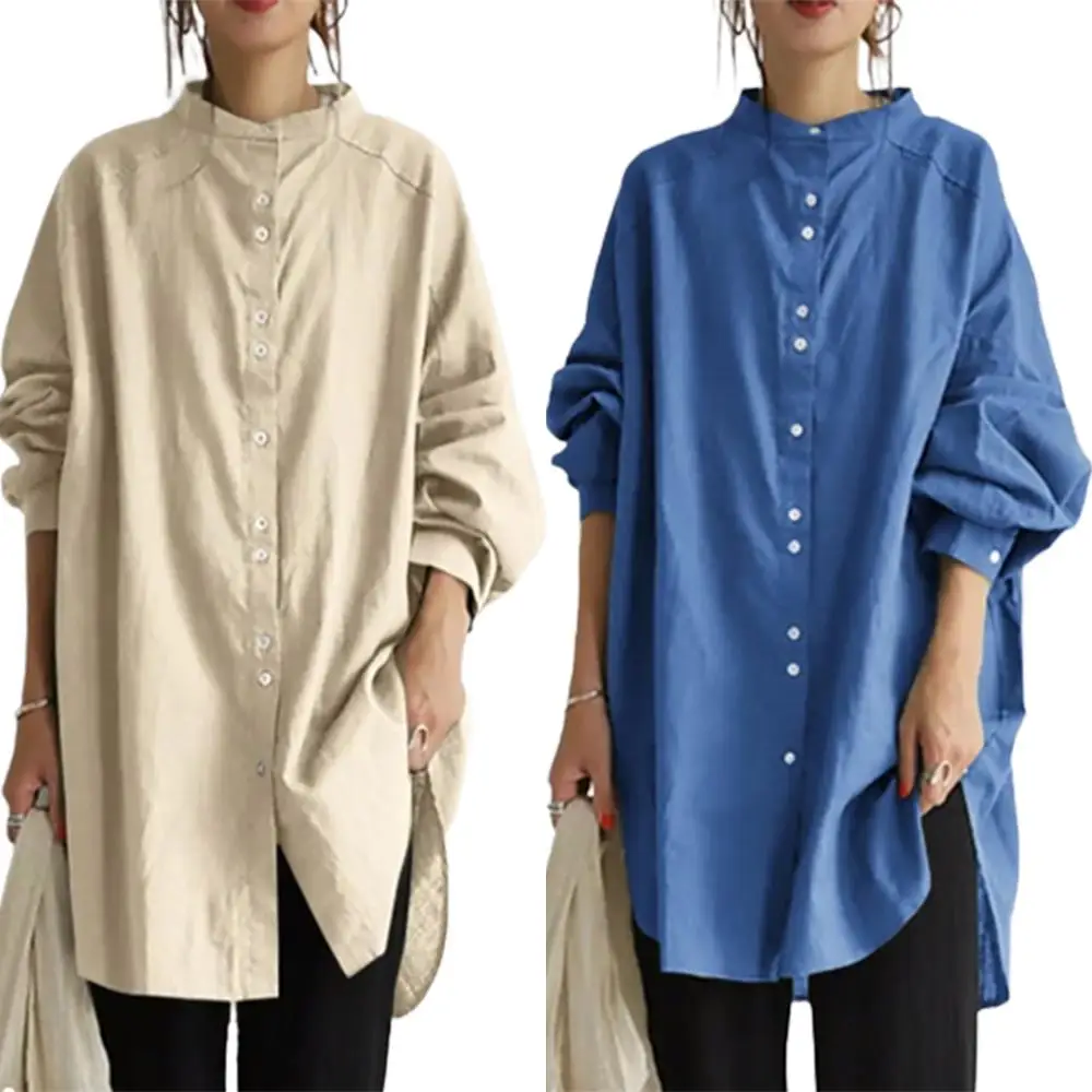 

Женские футболки на пуговицах, женская футболка с отложным воротником и длинным рукавом, повседневные однотонные туники, топы